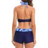 imageWomens Sporty Two Piece Swimsuits Halter Push Up Bathing Suits Athletic Swimwear for WomenBlue Ripple