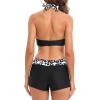 imageWomens Sporty Two Piece Swimsuits Halter Push Up Bathing Suits Athletic Swimwear for WomenLeopard Print