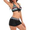 imageWomens Sporty Two Piece Swimsuits Halter Push Up Bathing Suits Athletic Swimwear for WomenMulticolor