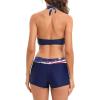 imageWomens Sporty Two Piece Swimsuits Halter Push Up Bathing Suits Athletic Swimwear for WomenNational Flag