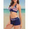 imageWomens Sporty Two Piece Swimsuits Halter Push Up Bathing Suits Athletic Swimwear for WomenNational Flag