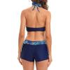 imageWomens Sporty Two Piece Swimsuits Halter Push Up Bathing Suits Athletic Swimwear for WomenNavy Leaves