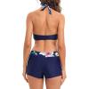 imageWomens Sporty Two Piece Swimsuits Halter Push Up Bathing Suits Athletic Swimwear for WomenNavy White