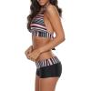 imageWomens Sporty Two Piece Swimsuits Halter Push Up Bathing Suits Athletic Swimwear for WomenPink Black Stripe