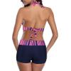 imageWomens Sporty Two Piece Swimsuits Halter Push Up Bathing Suits Athletic Swimwear for WomenPink Blue Stripe