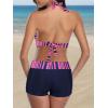 imageWomens Sporty Two Piece Swimsuits Halter Push Up Bathing Suits Athletic Swimwear for WomenPink Blue Stripe