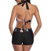 imageWomens Sporty Two Piece Swimsuits Halter Push Up Bathing Suits Athletic Swimwear for WomenPink Flower