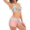 imageWomens Sporty Two Piece Swimsuits Halter Push Up Bathing Suits Athletic Swimwear for WomenPink Print