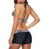imageWomens Sporty Two Piece Swimsuits Halter Push Up Bathing Suits Athletic Swimwear for WomenPurple Print