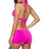 imageWomens Sporty Two Piece Swimsuits Halter Push Up Bathing Suits Athletic Swimwear for WomenRose Red