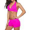 imageWomens Sporty Two Piece Swimsuits Halter Push Up Bathing Suits Athletic Swimwear for WomenRose Red
