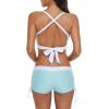 imageWomens Sporty Two Piece Swimsuits Halter Push Up Bathing Suits Athletic Swimwear for WomenSky Blue