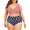 imageAmerican Trends Womens Plus Size Bikini Two Piece Swimsuits Tummy Control Bathing Suits High Waisted Bikini SwimwearAmerican Flag