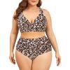 imageAmerican Trends Womens Plus Size Bikini Two Piece Swimsuits Tummy Control Bathing Suits High Waisted Bikini SwimwearLeopard Print