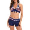 imageWomens Sporty Two Piece Swimsuits Halter Push Up Bathing Suits Athletic Swimwear for WomenNational Flag