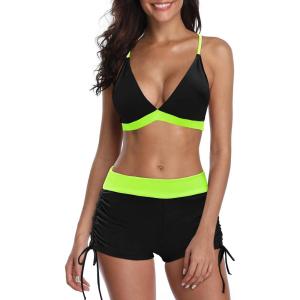 imageWomens Sporty Two Piece Swimsuits Halter Push Up Bathing Suits Athletic Swimwear for Women03 Black  Green