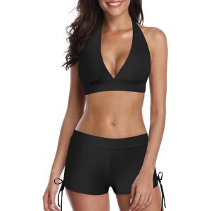 imageWomens Sporty Two Piece Swimsuits Halter Push Up Bathing Suits Athletic Swimwear for Women04 Classic Black