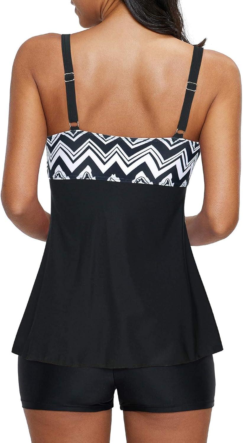 imageAmerican Trends Tankini Swimsuits Plus Size Tankini Bathing Suits for Women Tankini Bathing Suits Swimwear for Women01 Blackwhite Print