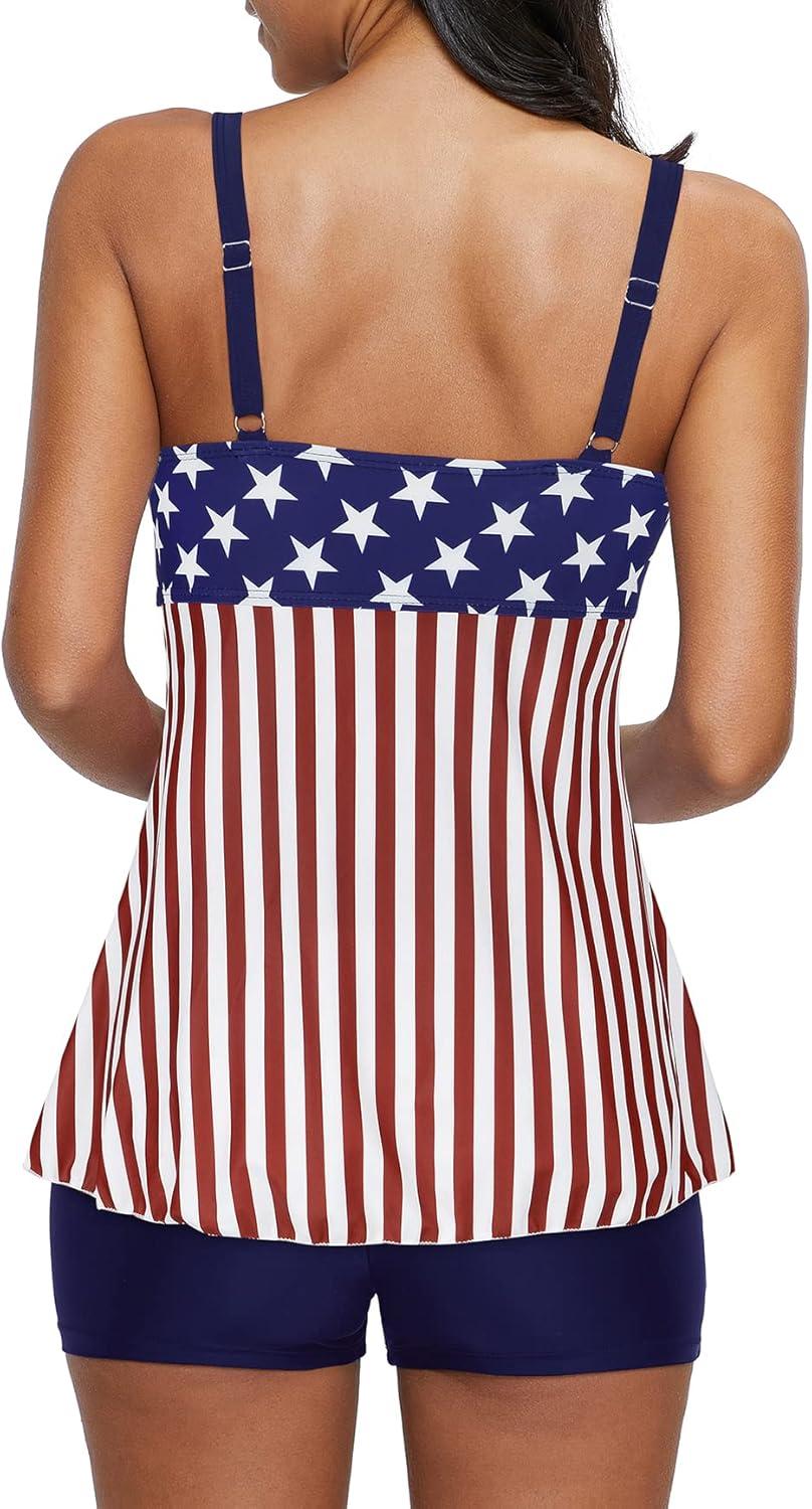 imageAmerican Trends Tankini Swimsuits Plus Size Tankini Bathing Suits for Women Tankini Bathing Suits Swimwear for WomenAmerican Flag