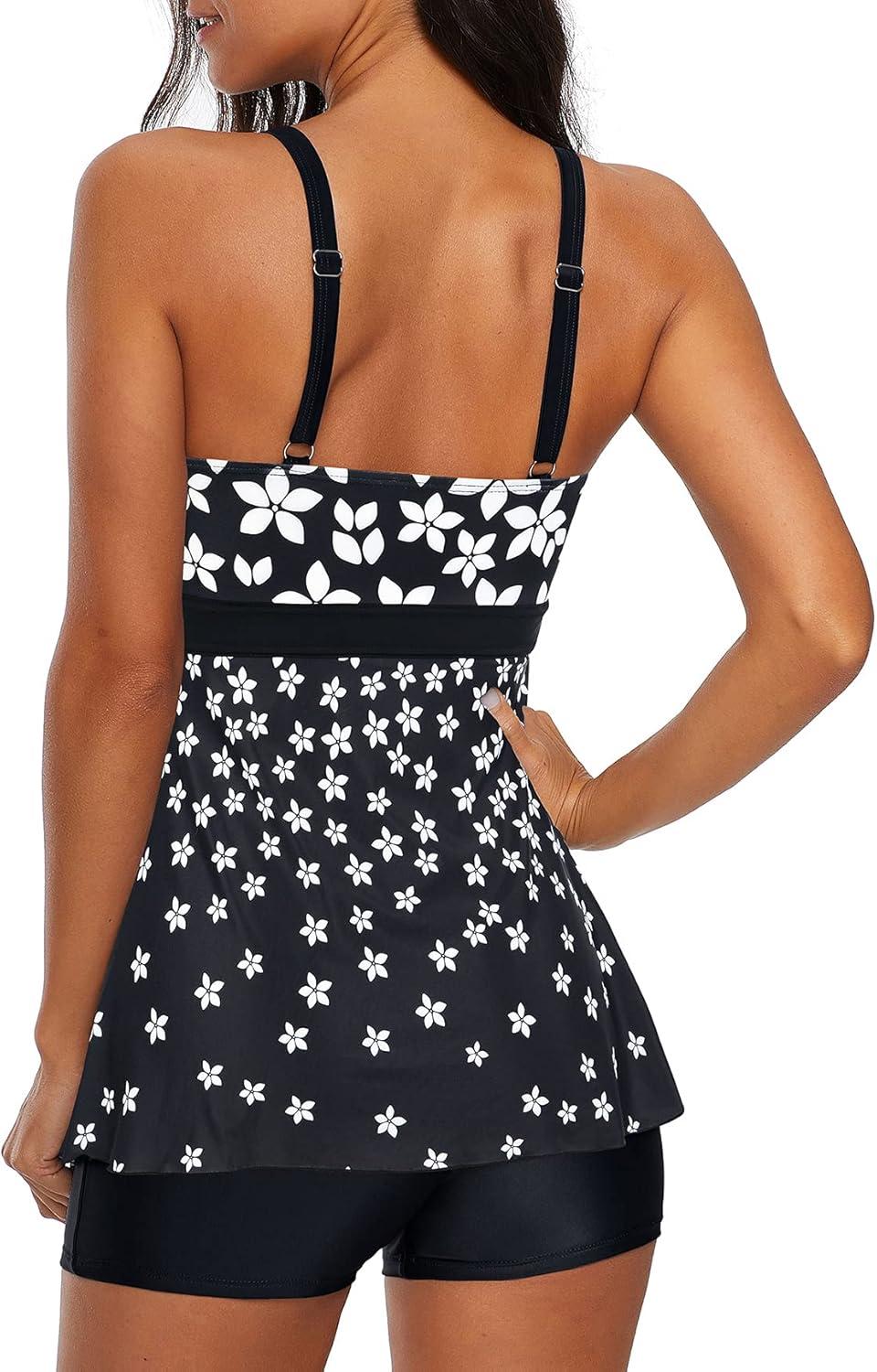 imageAmerican Trends Tankini Swimsuits Plus Size Tankini Bathing Suits for Women Tankini Bathing Suits Swimwear for WomenBlackwhite Flower