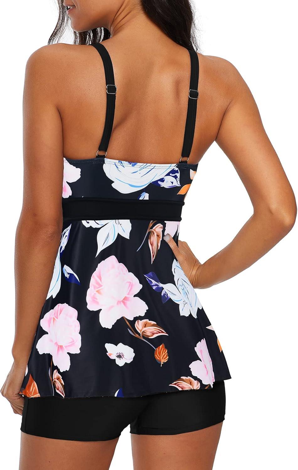 imageAmerican Trends Tankini Swimsuits Plus Size Tankini Bathing Suits for Women Tankini Bathing Suits Swimwear for WomenBlue Pink Rose
