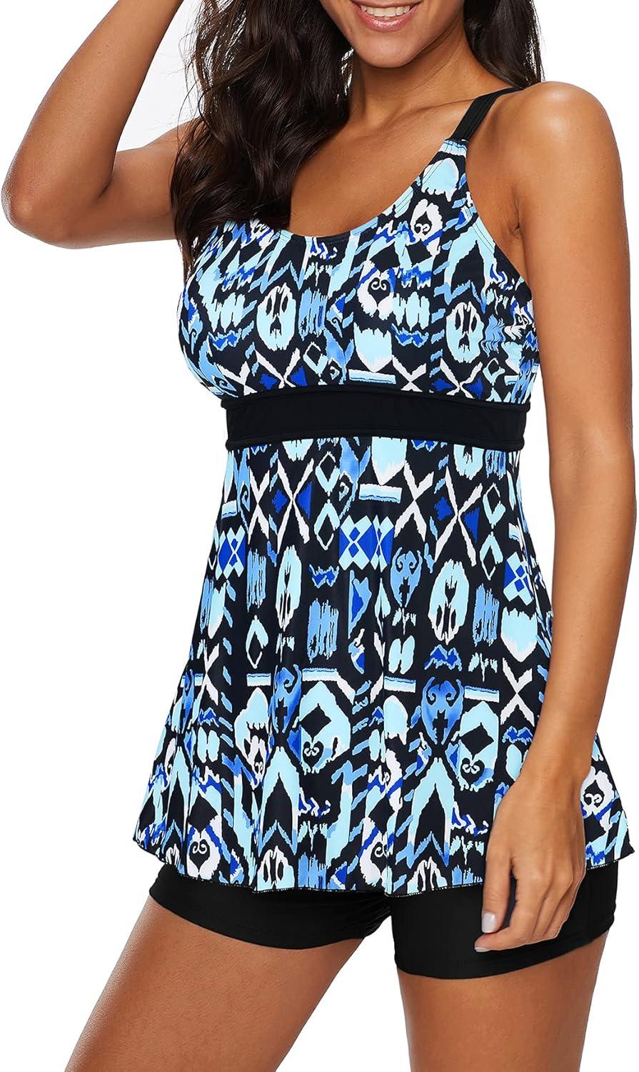 imageAmerican Trends Tankini Swimsuits Plus Size Tankini Bathing Suits for Women Tankini Bathing Suits Swimwear for WomenBlue Vintage Print
