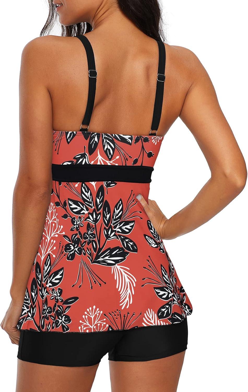 imageAmerican Trends Tankini Swimsuits Plus Size Tankini Bathing Suits for Women Tankini Bathing Suits Swimwear for WomenRed Floral