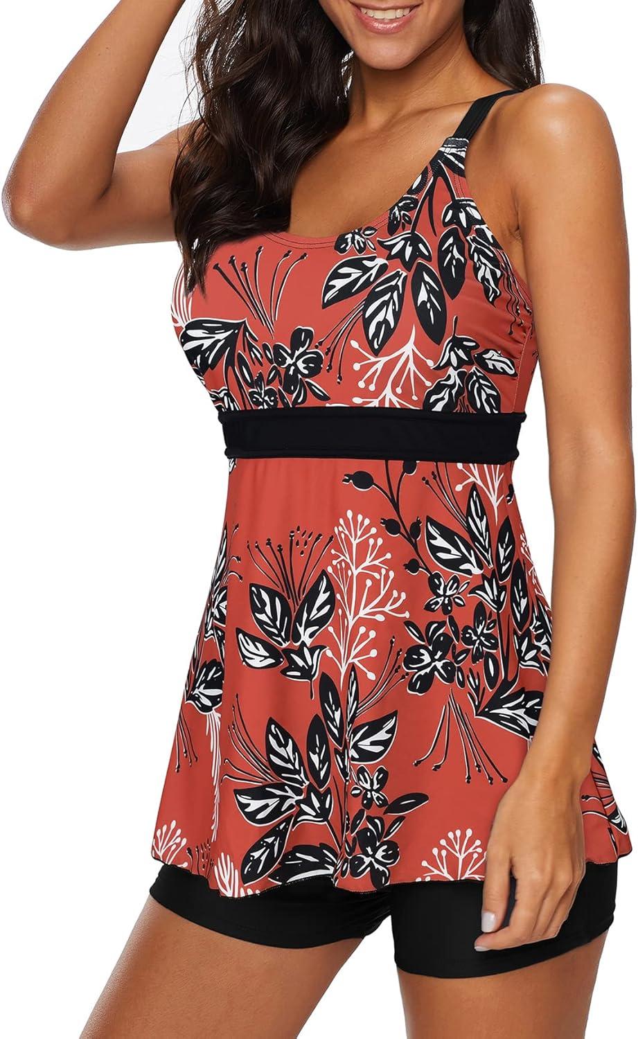imageAmerican Trends Tankini Swimsuits Plus Size Tankini Bathing Suits for Women Tankini Bathing Suits Swimwear for WomenRed Floral