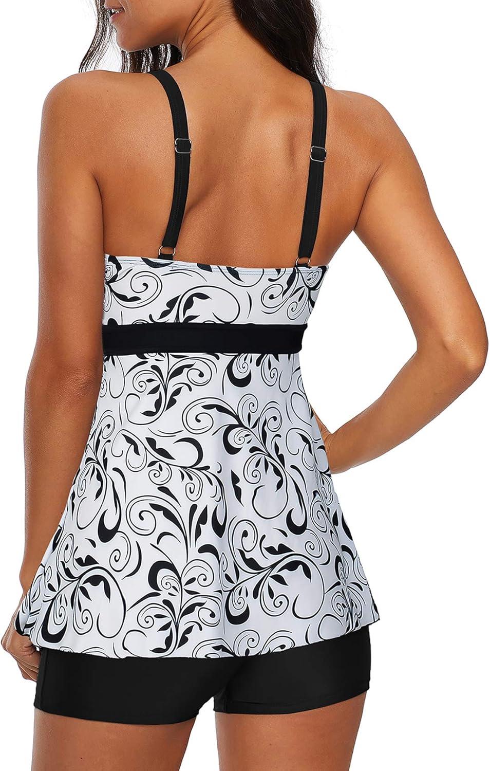 imageAmerican Trends Tankini Swimsuits Plus Size Tankini Bathing Suits for Women Tankini Bathing Suits Swimwear for WomenWhiteblack