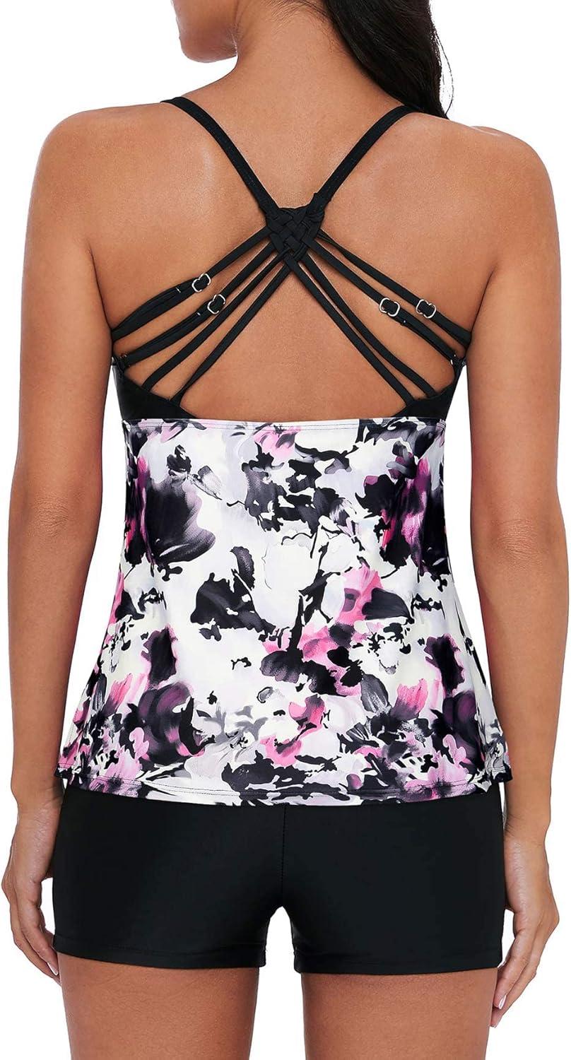 imageAmerican Trends Tankini Swimsuits for Women Two Piece Bathing Suits Tankini Top with Boyshorts Swimwear for Women07 Ink Painting