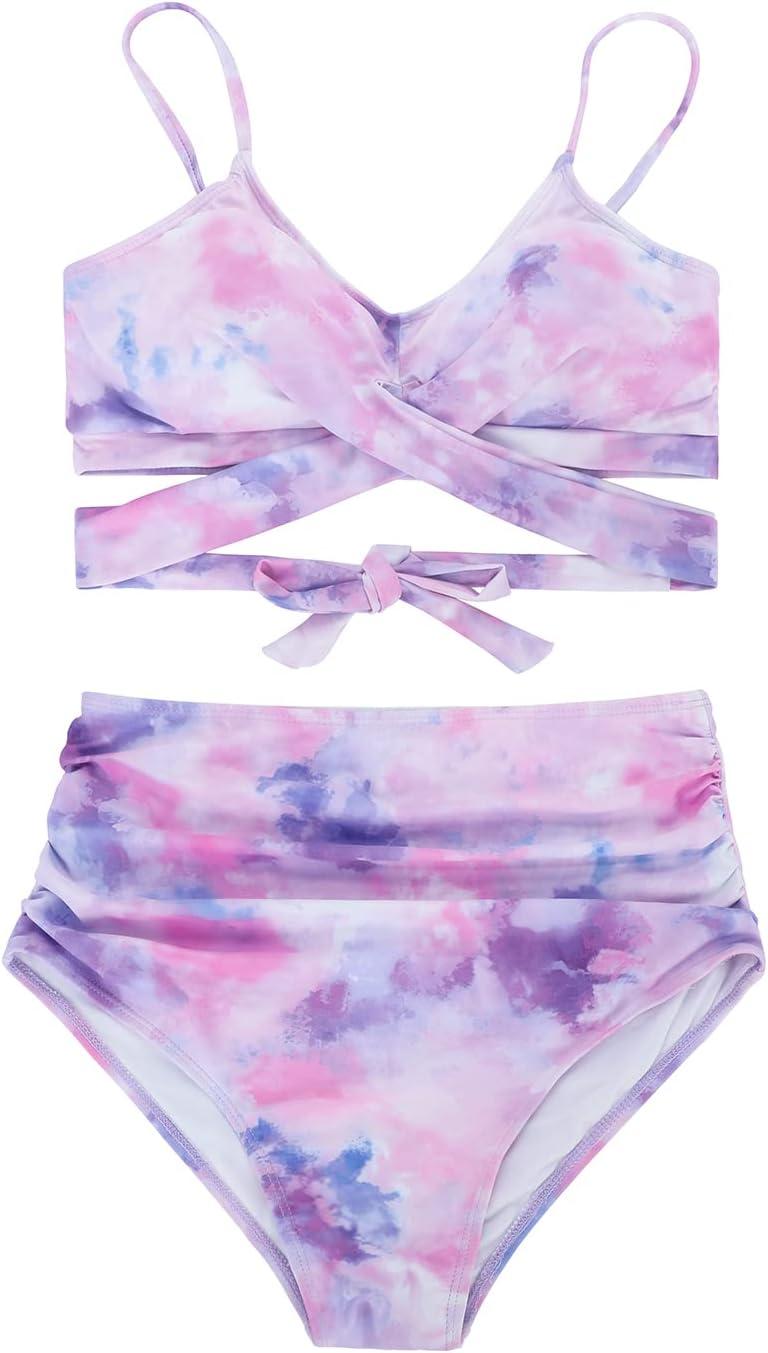 imageAmerican Trends Womens High Waisted Bikini Swimsuits Push Up Bikini Sets Sexy Bathing Suits Two Piece Swimsuit06purple Tie Dye