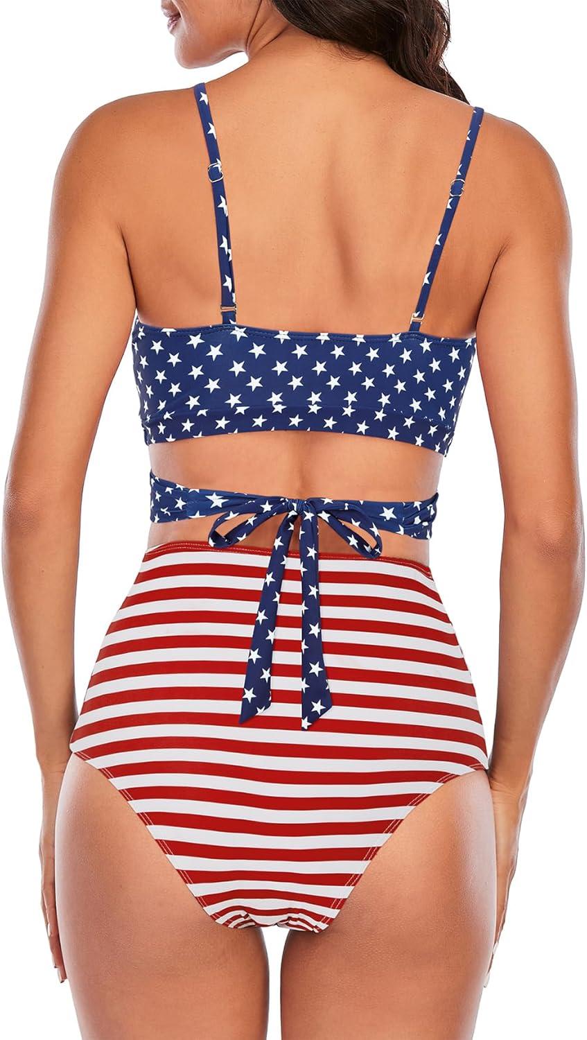 imageAmerican Trends Womens High Waisted Bikini Swimsuits Push Up Bikini Sets Sexy Bathing Suits Two Piece SwimsuitAmerican Flag