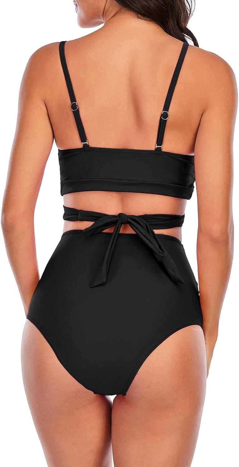 imageAmerican Trends Womens High Waisted Bikini Swimsuits Push Up Bikini Sets Sexy Bathing Suits Two Piece SwimsuitBlack