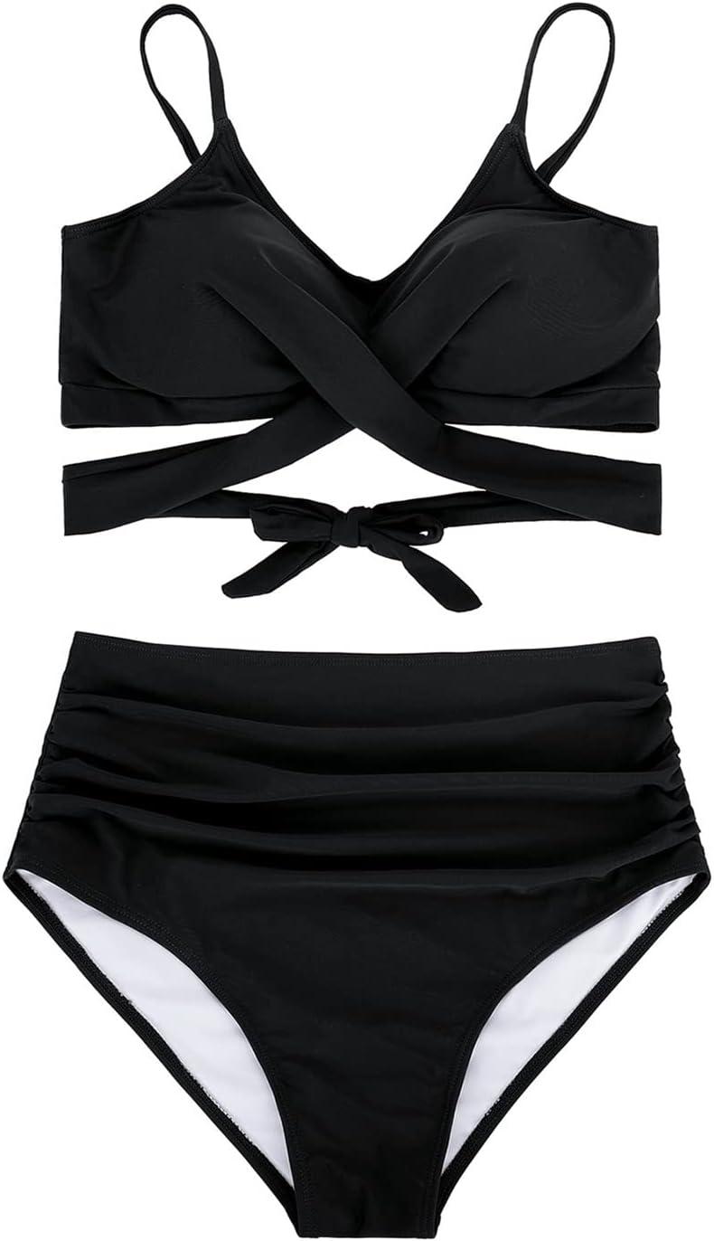 imageAmerican Trends Womens High Waisted Bikini Swimsuits Push Up Bikini Sets Sexy Bathing Suits Two Piece SwimsuitBlack