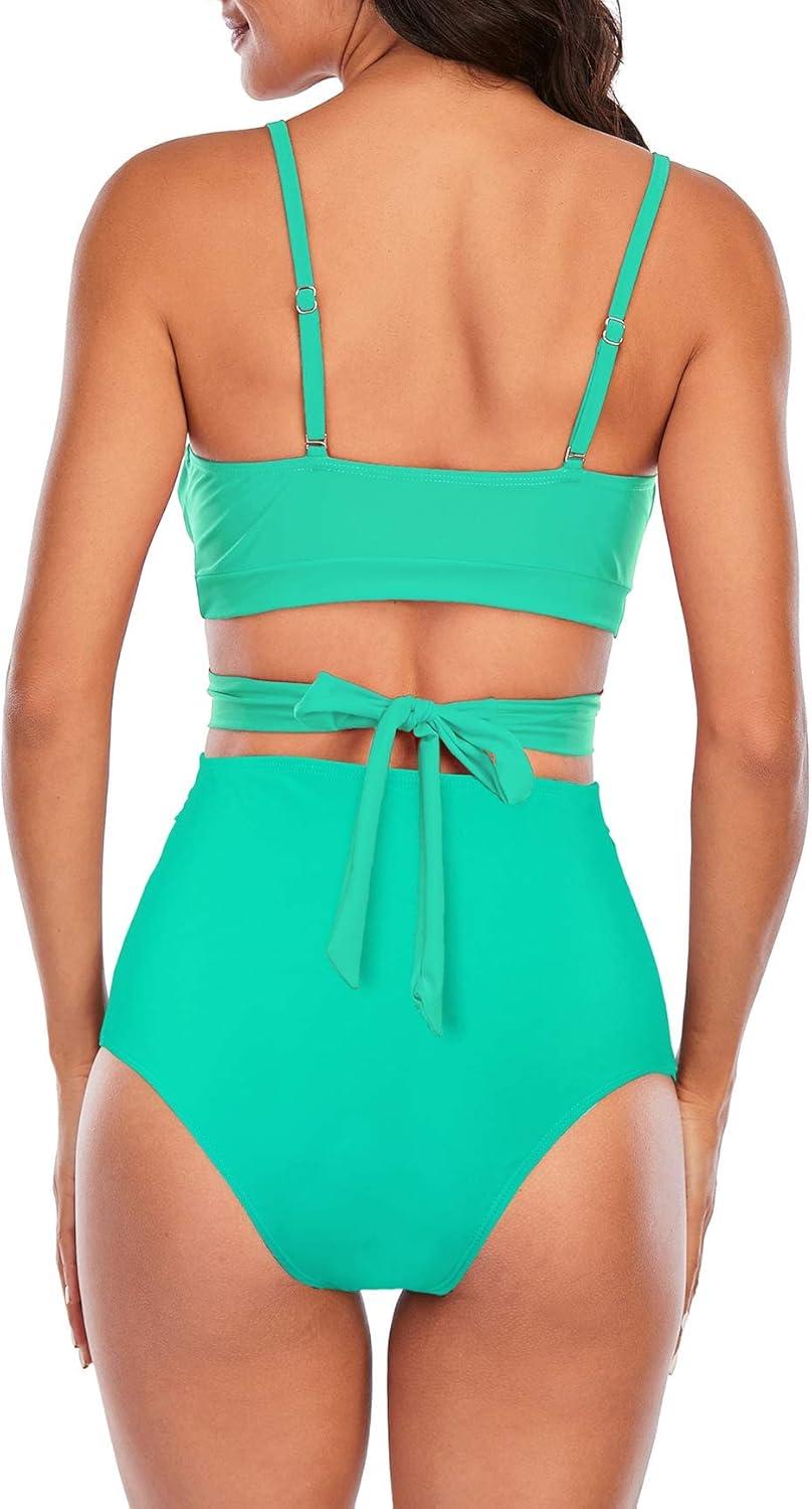 imageAmerican Trends Womens High Waisted Bikini Swimsuits Push Up Bikini Sets Sexy Bathing Suits Two Piece SwimsuitGreen