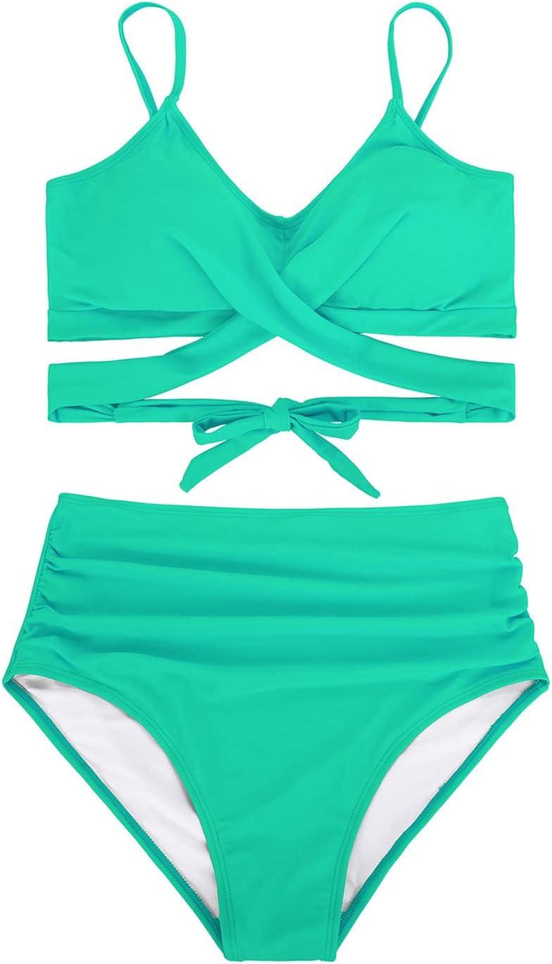 imageAmerican Trends Womens High Waisted Bikini Swimsuits Push Up Bikini Sets Sexy Bathing Suits Two Piece SwimsuitGreen