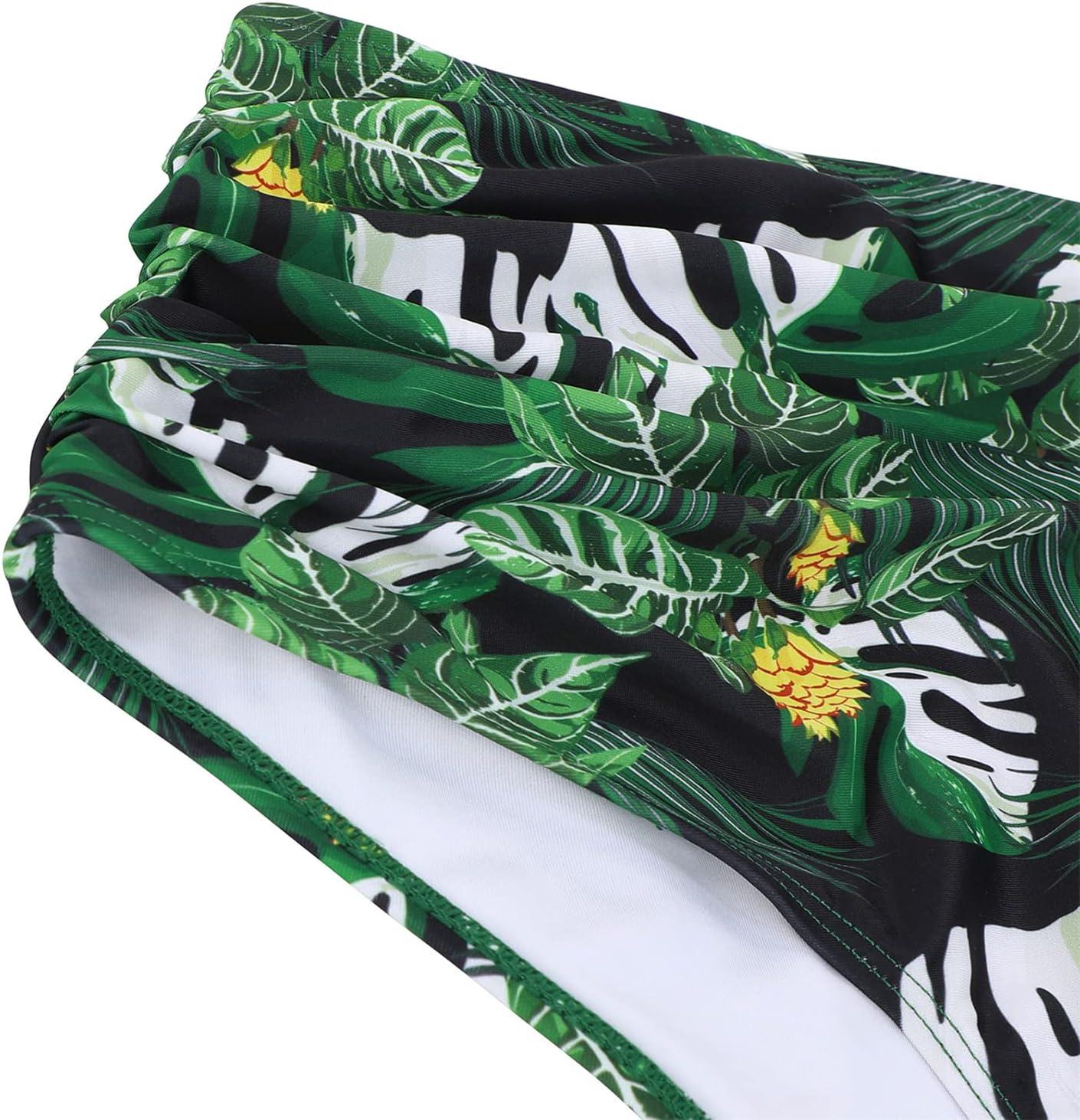 imageAmerican Trends Womens High Waisted Bikini Swimsuits Push Up Bikini Sets Sexy Bathing Suits Two Piece SwimsuitGreen Floral Print