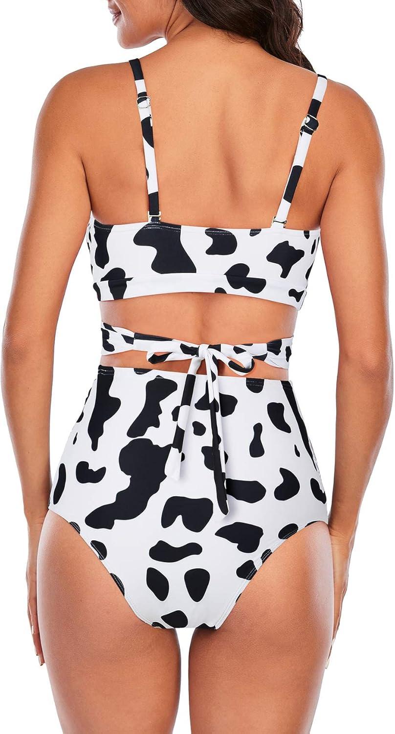 imageAmerican Trends Womens High Waisted Bikini Swimsuits Push Up Bikini Sets Sexy Bathing Suits Two Piece SwimsuitWhite Black