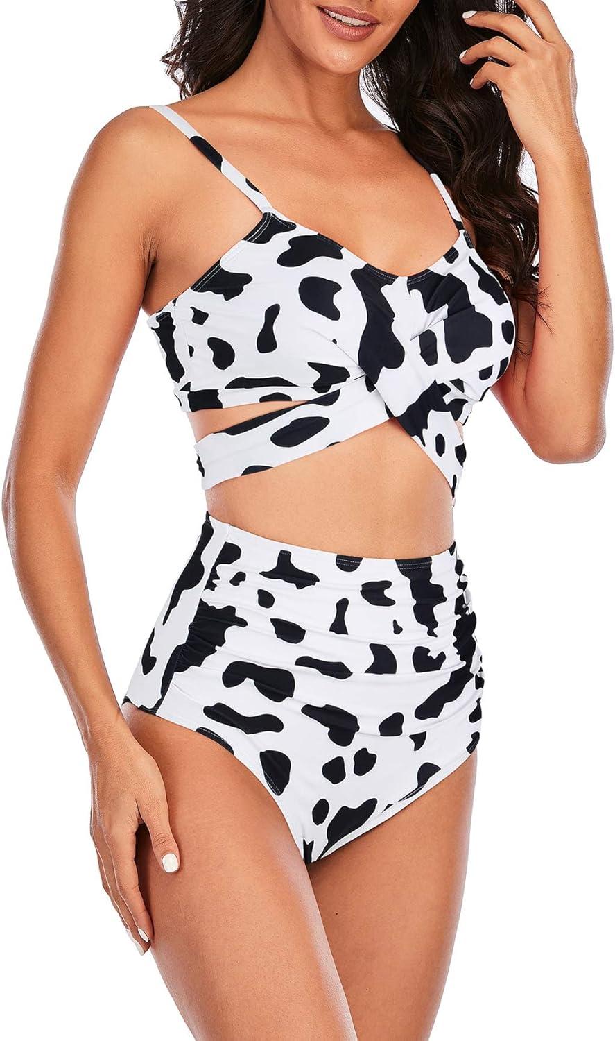 imageAmerican Trends Womens High Waisted Bikini Swimsuits Push Up Bikini Sets Sexy Bathing Suits Two Piece SwimsuitWhite Black