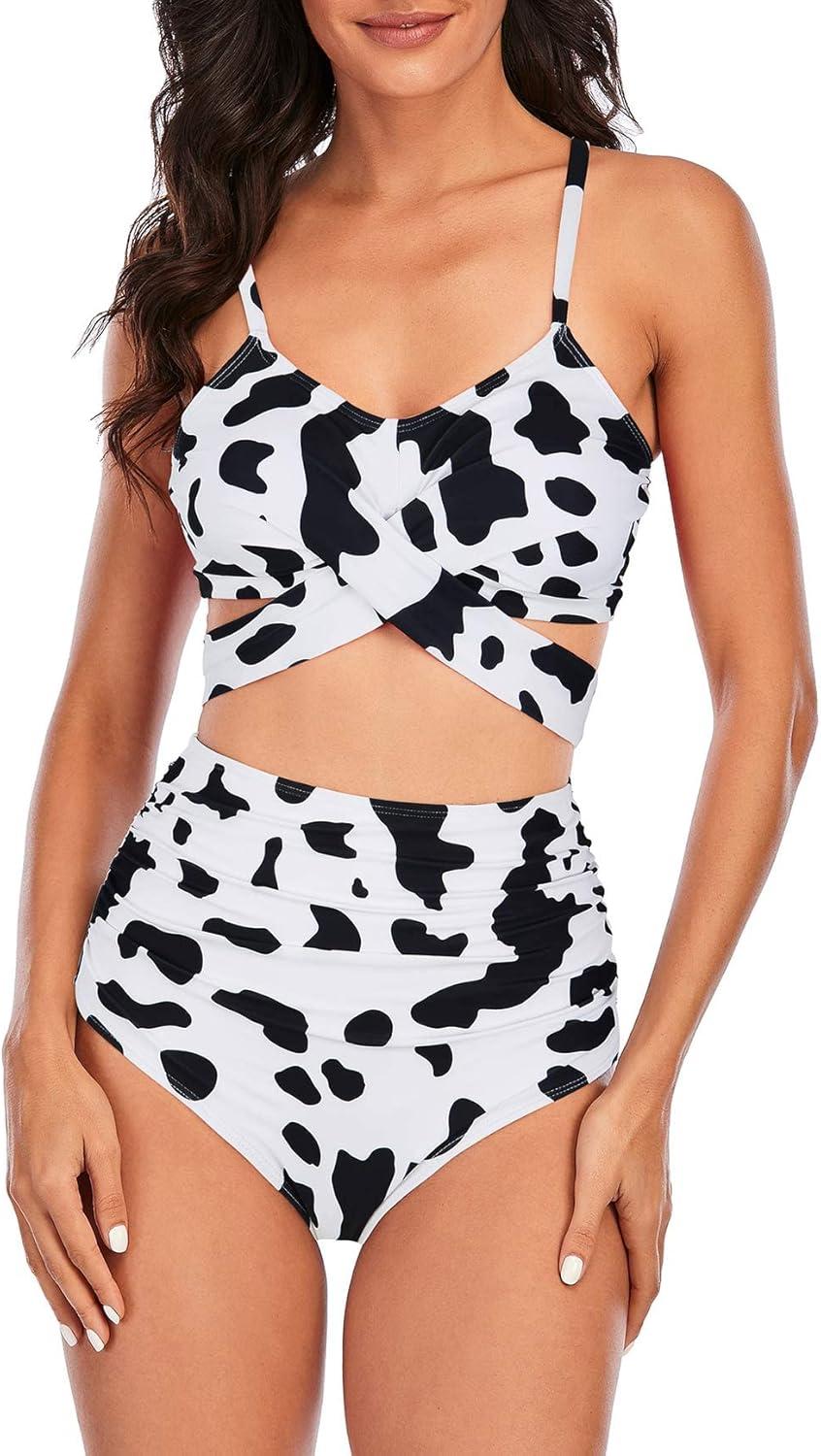 imageAmerican Trends Womens High Waisted Bikini Swimsuits Push Up Bikini Sets Sexy Bathing Suits Two Piece SwimsuitWhite Black