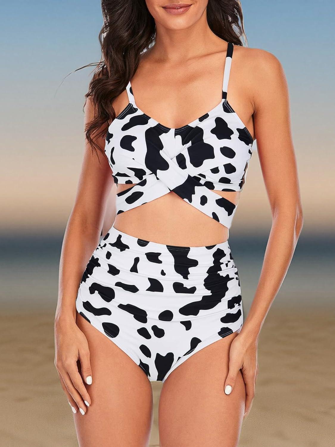 imageAmerican Trends Womens High Waisted Bikini Swimsuits Push Up Bikini Sets Sexy Bathing Suits Two Piece SwimsuitWhite Black