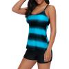 imageAmerican Trends Tankini Swimsuits for Women Two Piece Bathing Suits Tankini Top with Boyshorts Swimwear for Women01 Round Neck Blue