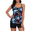 imageAmerican Trends Tankini Swimsuits for Women Two Piece Bathing Suits Tankini Top with Boyshorts Swimwear for Women02 Black Blue Print