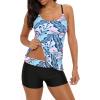 imageAmerican Trends Tankini Swimsuits for Women Two Piece Bathing Suits Tankini Top with Boyshorts Swimwear for Women09 Round Neck Blue Leaf