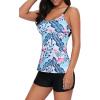imageAmerican Trends Tankini Swimsuits for Women Two Piece Bathing Suits Tankini Top with Boyshorts Swimwear for Women09 Round Neck Blue Leaf
