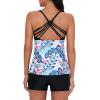 imageAmerican Trends Tankini Swimsuits for Women Two Piece Bathing Suits Tankini Top with Boyshorts Swimwear for Women09 Round Neck Blue Leaf