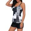imageAmerican Trends Tankini Swimsuits for Women Two Piece Bathing Suits Tankini Top with Boyshorts Swimwear for WomenBlack White Grid