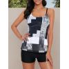 imageAmerican Trends Tankini Swimsuits for Women Two Piece Bathing Suits Tankini Top with Boyshorts Swimwear for WomenBlack White Grid