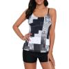 imageAmerican Trends Tankini Swimsuits for Women Two Piece Bathing Suits Tankini Top with Boyshorts Swimwear for WomenBlack White Grid