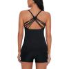 imageAmerican Trends Tankini Swimsuits for Women Two Piece Bathing Suits Tankini Top with Boyshorts Swimwear for WomenPure Black